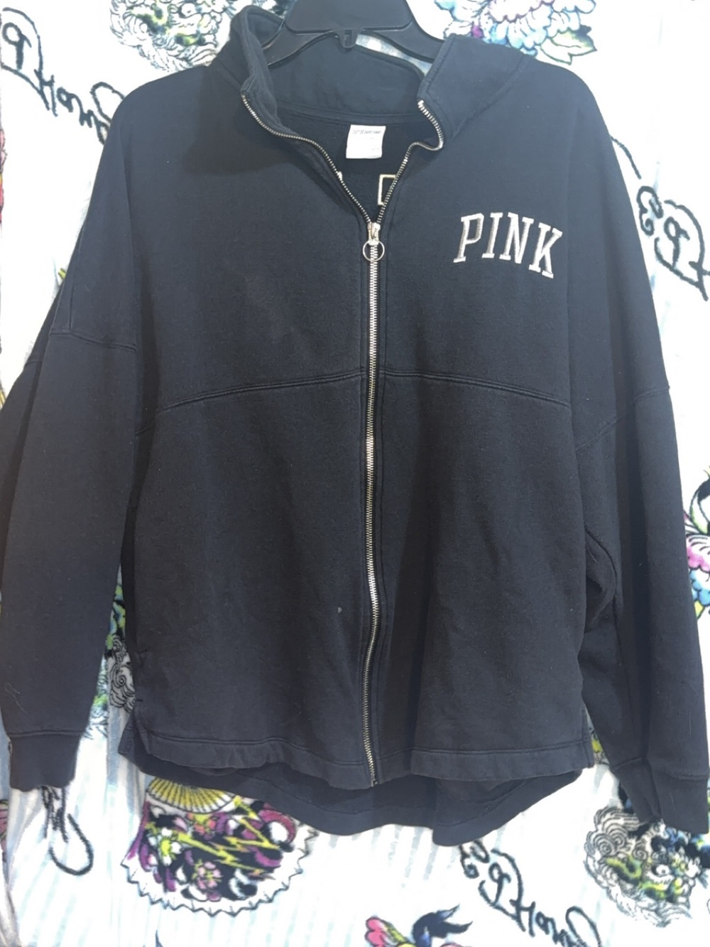 PINK Victoria's Secret Black Full-Zip Hoodie Jacket